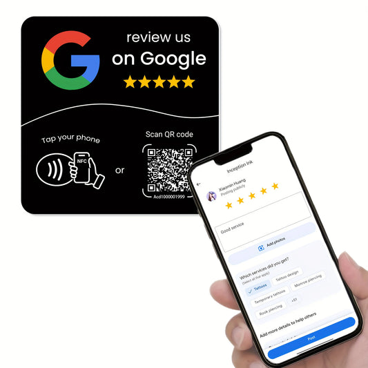 Google Review NFC Card – NTAG215 Chip, Programmable & QR Code | Taggytech