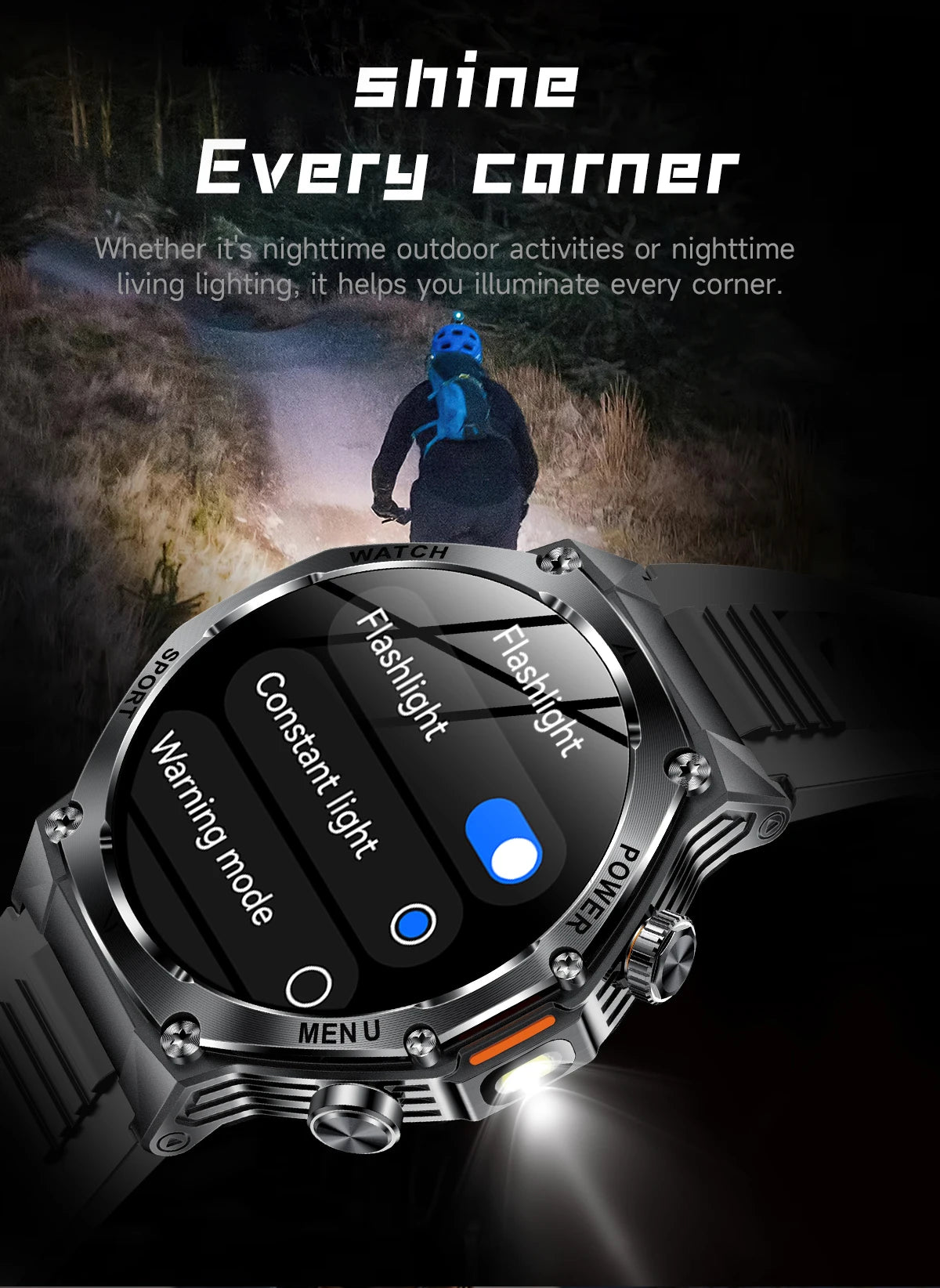 LIGE Smartwatch Herren 2025 – Militär Outdoor, 1,8" HD AMOLED, 800 mAh Batterie, Herzfrequenz & Bluetooth-Anruf, Sport-Smartwatch für Android & iOS