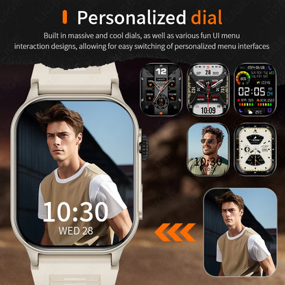 LIGE AI Smartwatch für Männer & Frauen – Bluetooth Anruf, Gesundheitsmonitor, Fitness Tracker, 2,01" HD Display, Magnetisches Laden | Taggytech