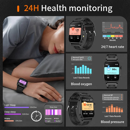 LIGE 2024 Smartwatch Männer & Frauen – 2,01" HD Display, AI Sprachassistent, LED-Taschenlampe, Bluetooth-Anrufe, Fitness & Gesundheitsuhr | Taggytech