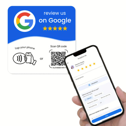 Google Review NFC Card – NTAG215 Chip, Programmable & QR Code | Taggytech