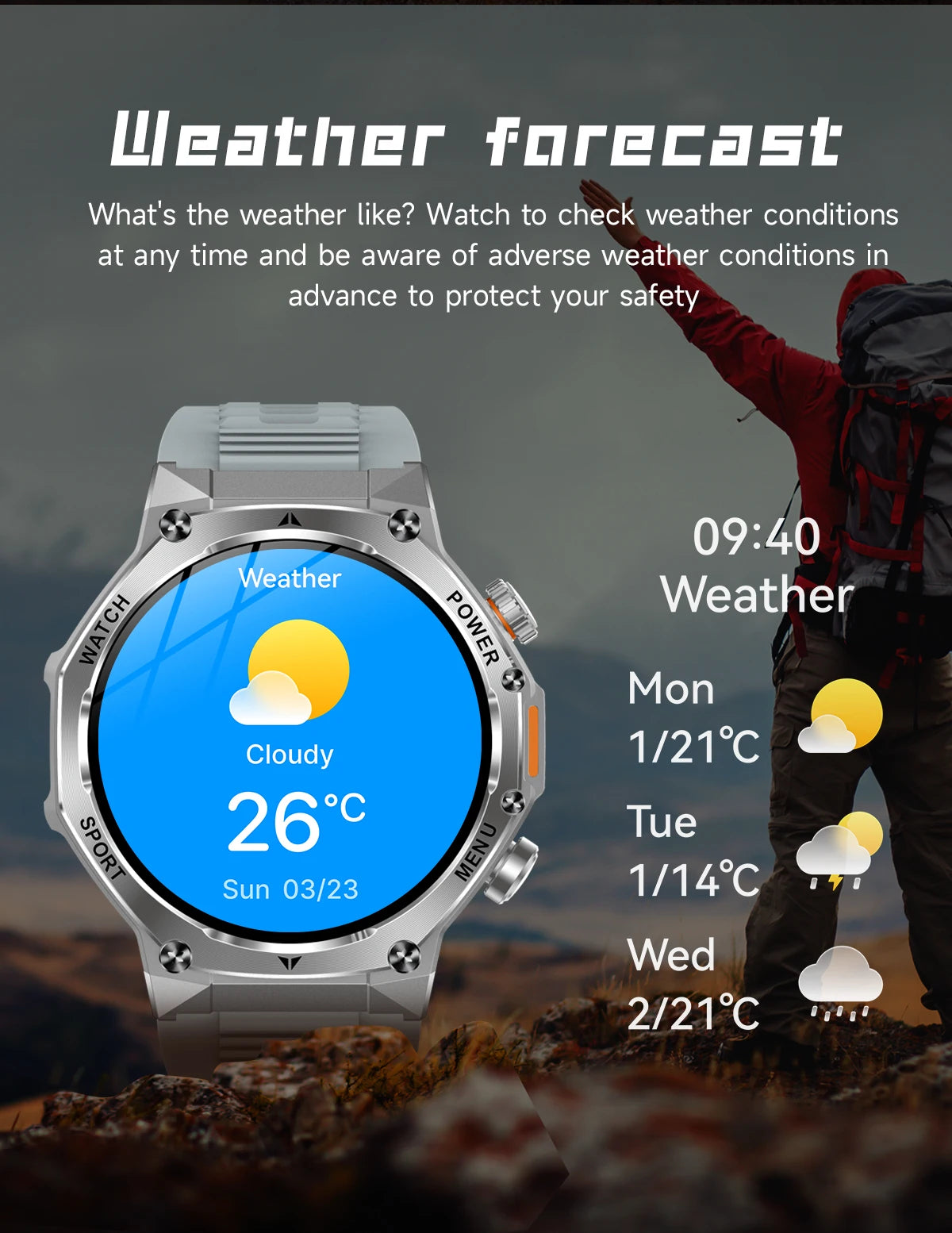 LIGE Smartwatch Herren 2025 – Militär Outdoor, 1,8" HD AMOLED, 800 mAh Batterie, Herzfrequenz & Bluetooth-Anruf, Sport-Smartwatch für Android & iOS