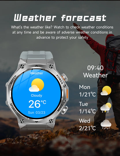 LIGE Smartwatch Herren 2025 – Militär Outdoor, 1,8" HD AMOLED, 800 mAh Batterie, Herzfrequenz & Bluetooth-Anruf, Sport-Smartwatch für Android & iOS