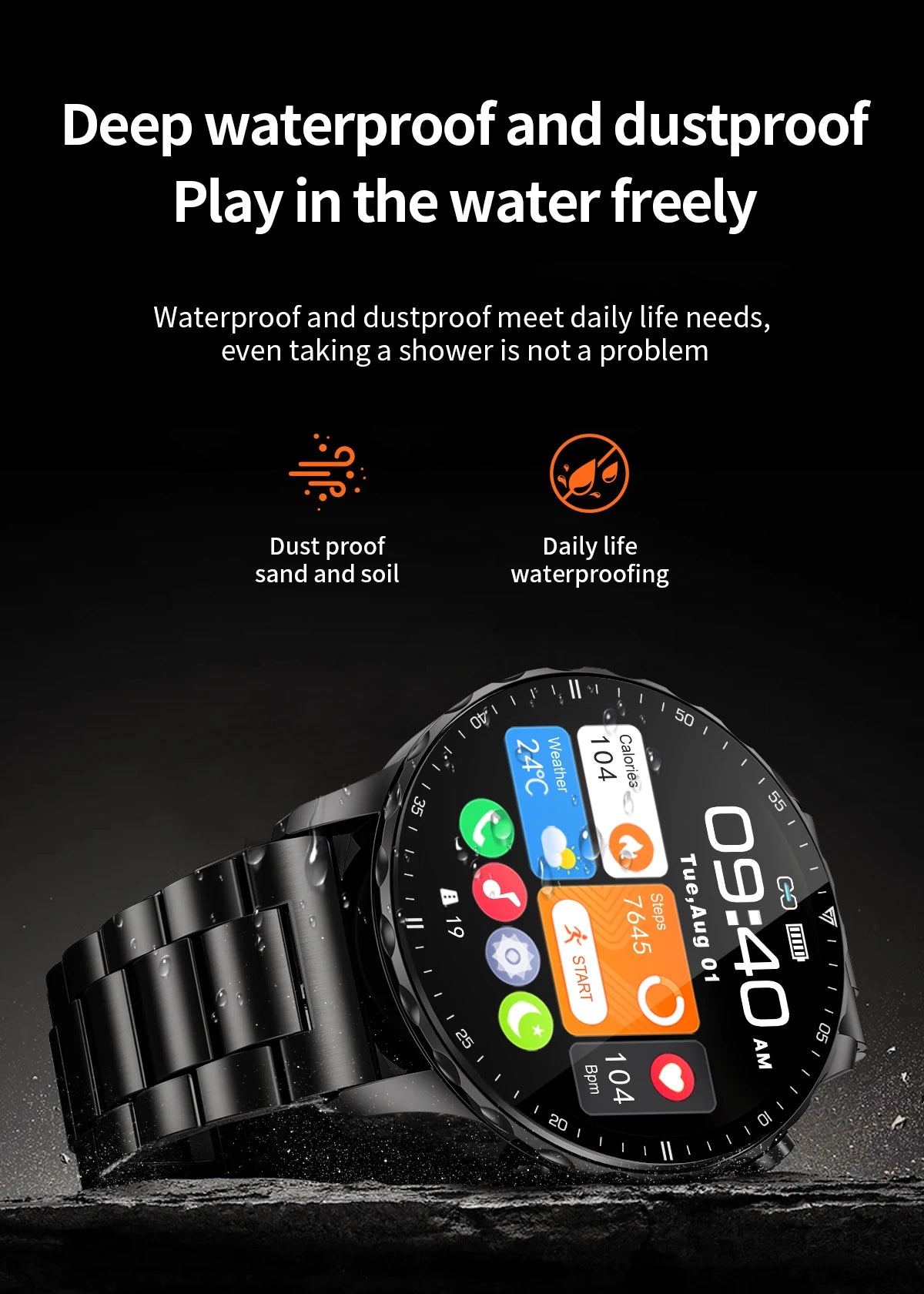 LIGE Smartwatch for Men – Bluetooth Call, Fitness &amp; Sports Tracker, IP68 Waterproof