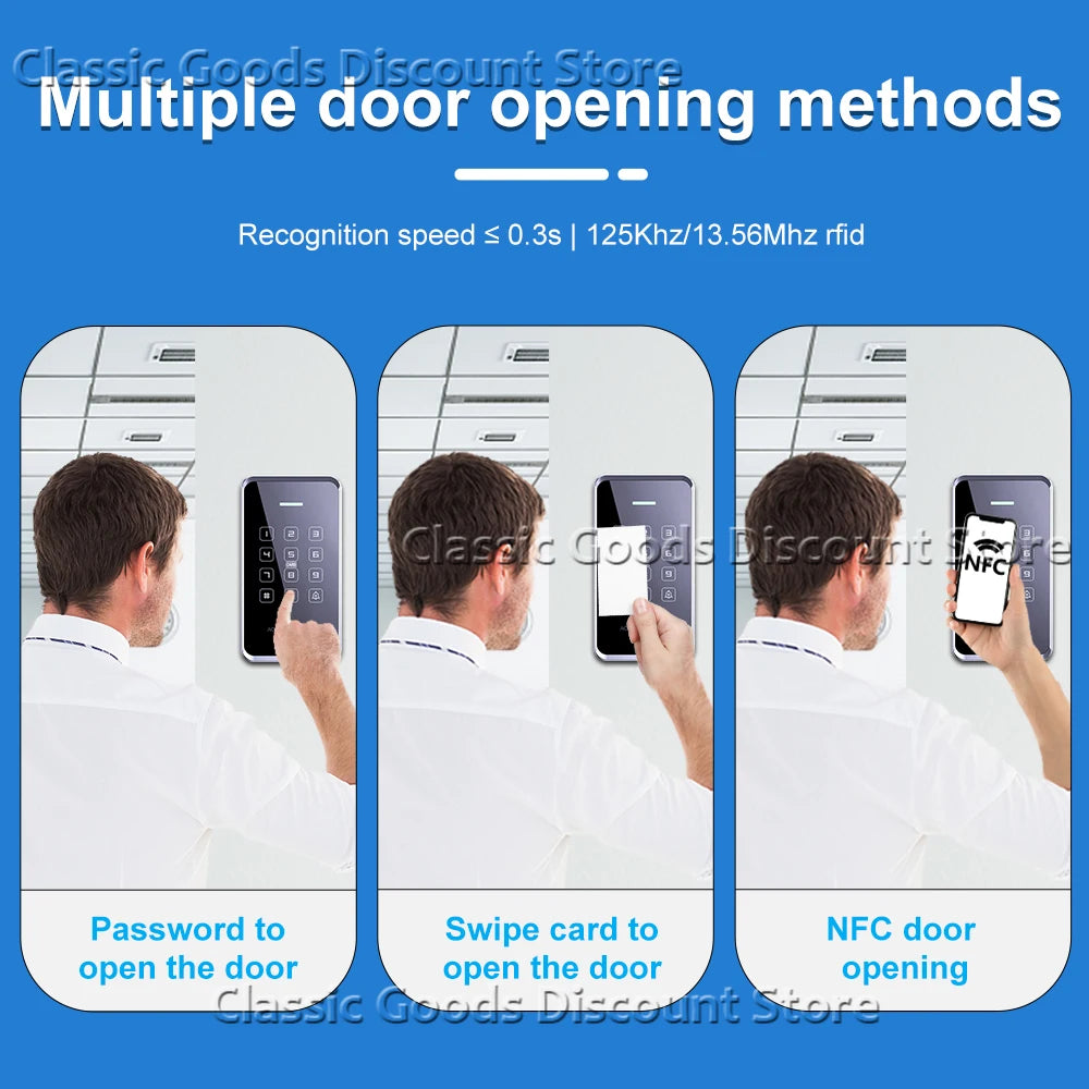 NFC/RFID Access Control Keypad – Waterproof, Touchscreen, 1000 Users, Dual-Frequency Wiegand Reader | Taggytech