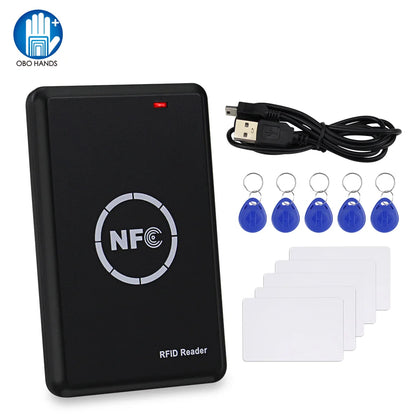 قارئ وكاتب NFC/RFID من OBO HANDS NS106 – استنساخ USB للبطاقات بتردد 13.56 ميجاهرتز و125 كيلوهرتز | T5577، UID، EM4305، CUID، دعم FUID