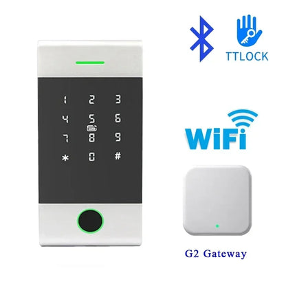 TTLock Fingerprint Access Control – Metal Housing, Rainproof, App & PIN, 13.56 MHz IC Card Reader