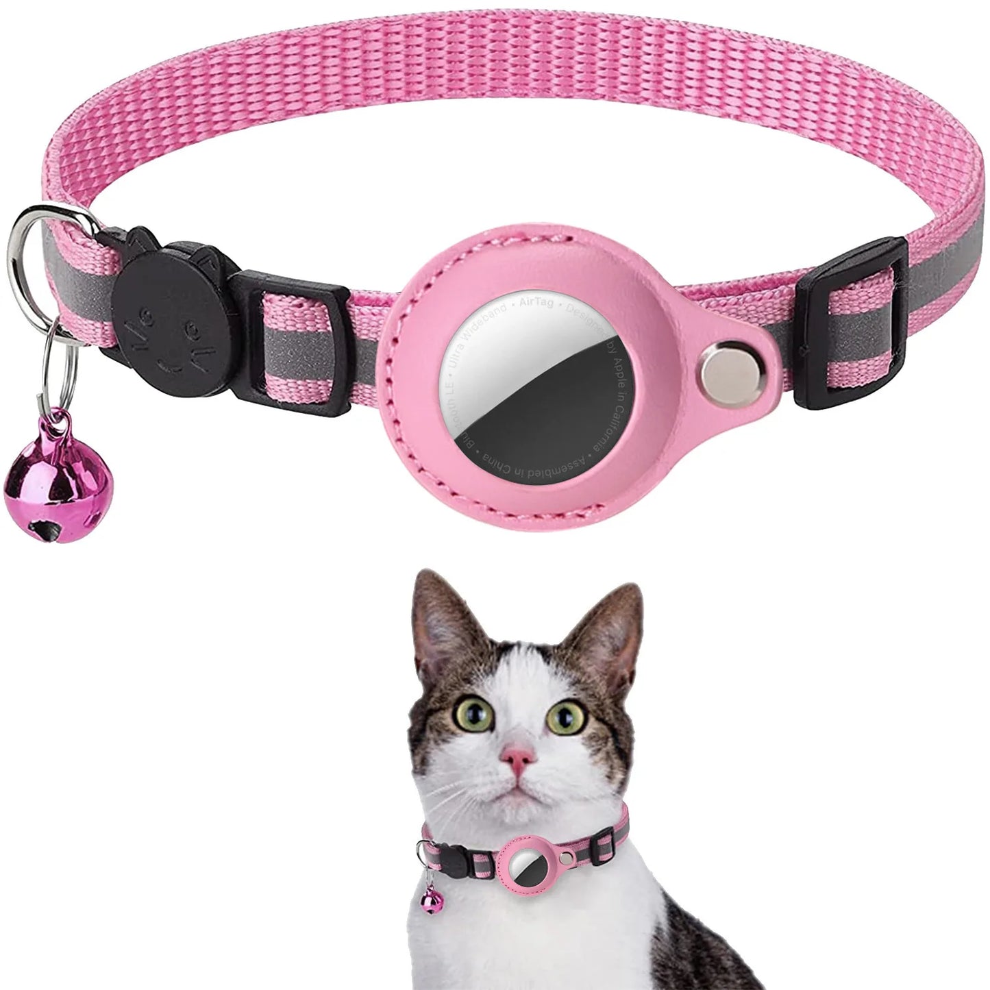 AirTag Cat Collar with Holder – Reflective & Safe | Taggytech