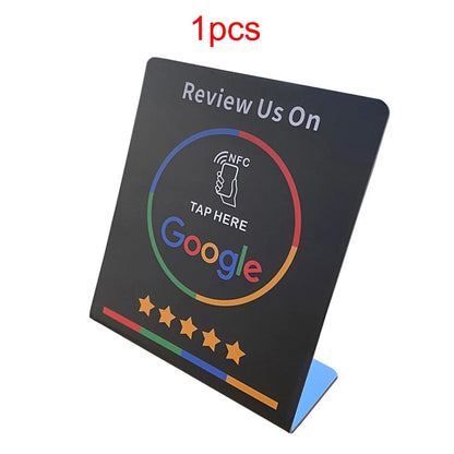 Google Review Stand mit integriertem NFC-Tag für sofortiges Feedback
