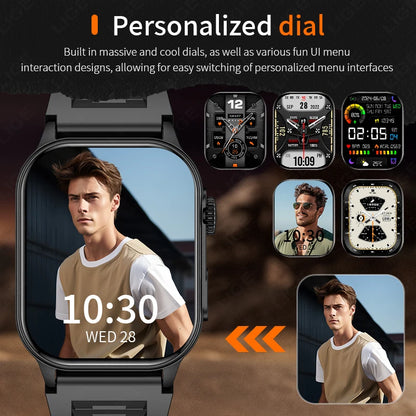 LIGE 2024 Smartwatch Männer & Frauen – 2,01" HD Display, AI Sprachassistent, LED-Taschenlampe, Bluetooth-Anrufe, Fitness & Gesundheitsuhr | Taggytech