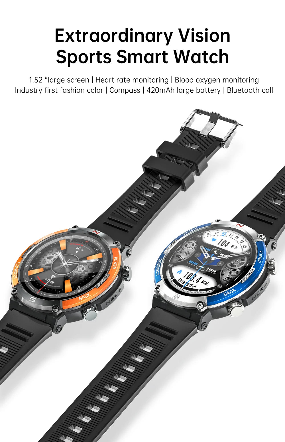 LIGE 2024 Outdoor Smartwatch for Men – Bluetooth Call, Compass, Fitness & Health Monitor, IP68 Waterproof, 1.52" IPS Display