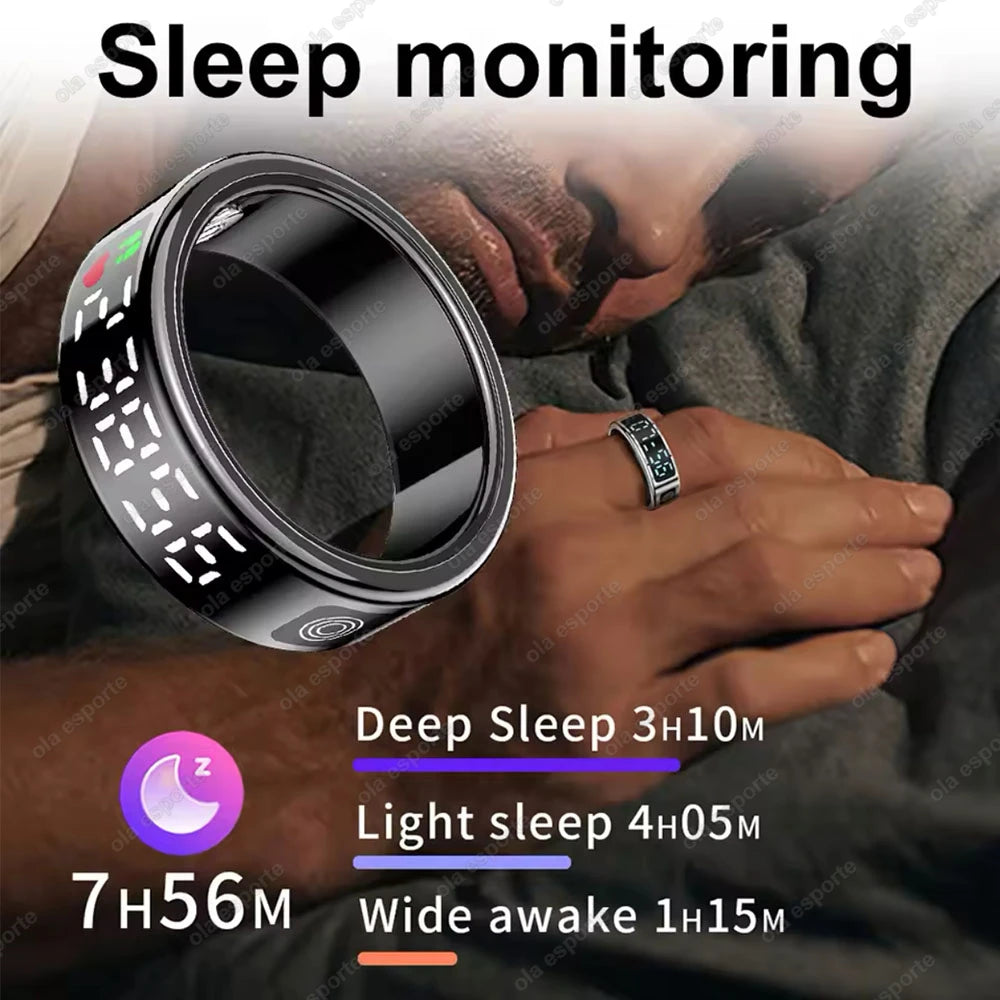 Smart Ring 2025 – LED display, heart rate &amp; fitness tracking, IP68 waterproof