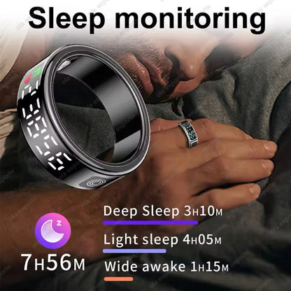 Smart Ring 2025 – LED display, heart rate &amp; fitness tracking, IP68 waterproof
