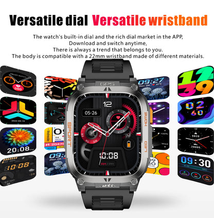 LIGE 2025 Smartwatch Men – 2.01" HD AMOLED, GPS, IP68 Waterproof, Outdoor Sports, LED Flashlight, Bluetooth Calls