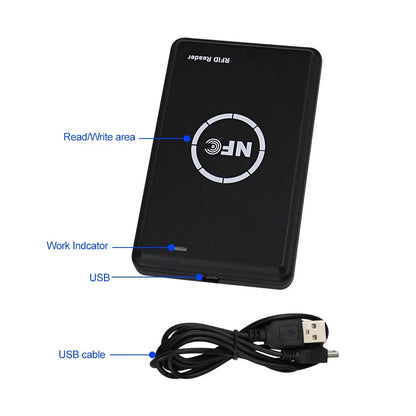 NFC &amp; RFID Dualband Reader/Writer – USB Card Copier for 13.56 MHz &amp; 125 kHz, UID/CUID/FUID Cloner, T5577 Writer, Software included
