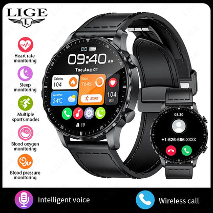 LIGE Smartwatch for Men – Bluetooth Call, Fitness &amp; Sports Tracker, IP68 Waterproof