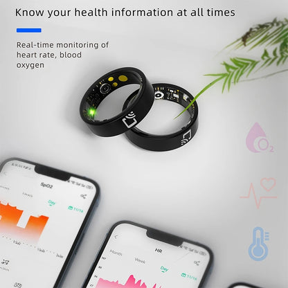 NFC Smart Ring – Ultra-thin 7 mm fitness &amp; health ring with heart rate, sleep &amp; blood oxygen tracking | NFC access, IP68 waterproof, including charging case