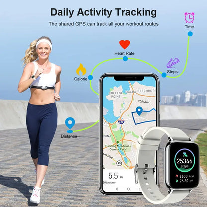 Jxrev Smartwatch 1,69" Touchscreen – Fitness- & Aktivitätstracker für Damen & Herren, Herzfrequenz & Schlafmonitor