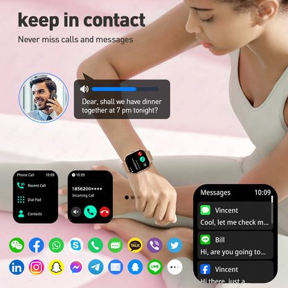 LIGE 2025 Luxus-Smartwatch für Damen – Bluetooth-Anruf, Fitness & Herzfrequenzmesser, 2,01" Ultra-HD Display, 20 Sportmodi | Taggytech