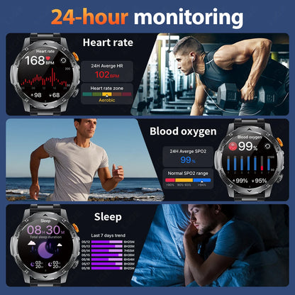 LIGE Smartwatch Men 2025 – 1000 mAh Battery, Outdoor, Bluetooth Call, Sports &amp; Flashlight
