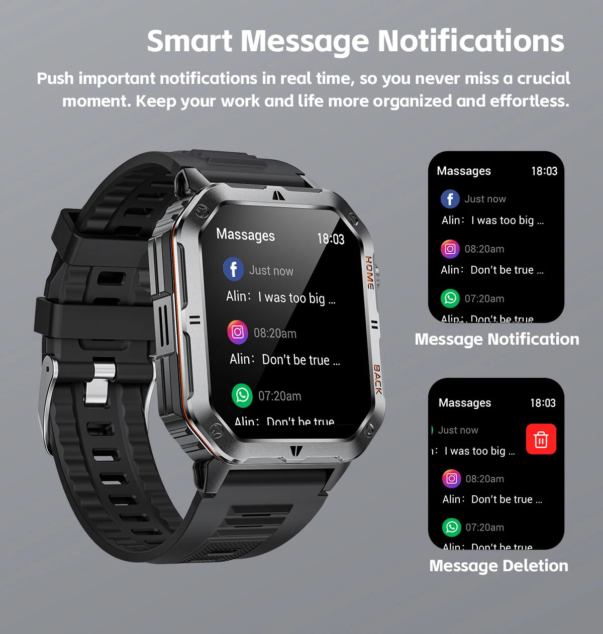 LIGE 2025 Outdoor Smartwatch Herren – 2,01" HD Display, 1000mAh Akku, 3ATM Wasserdicht, Sport & Fitness | Taggytech