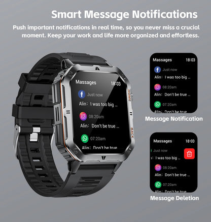 LIGE 2025 Outdoor Smartwatch Herren – 2,01" HD Display, 1000mAh Akku, 3ATM Wasserdicht, Sport & Fitness | Taggytech