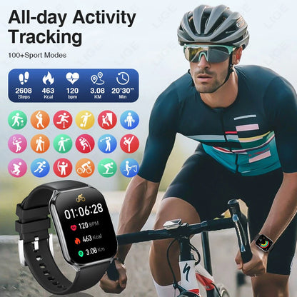 LIGE Smartwatch 2025 – 1,96" AMOLED HD, Bluetooth-Anruf, Fitness & Gesundheit für Herren & Damen | Taggytech