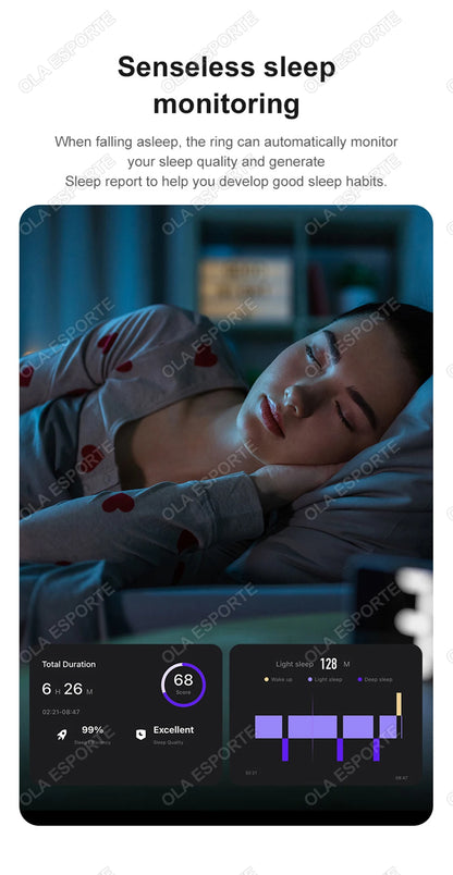 XMSJ NFC Smart Ring 2025 – Keramik, LED, 5ATM Wasserdicht, Gesundheits- & Fitness-Tracking, Gestensteuerung, Multisport