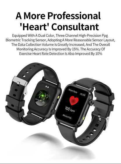 LIGE LED Smartwatch Women – 1.85″ HD Screen, Health Monitor, Fitness Tracker, AI Voice Assistant, Bluetooth Call