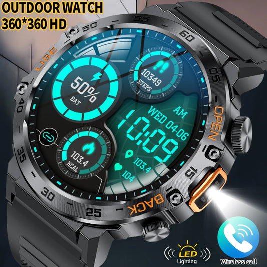LIGE 2024 Military Outdoor Smartwatch Men – AMOLED HD, Bluetooth Calling, Fitness &amp; Sports, Waterproof
