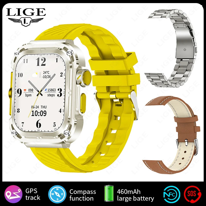 LIGE 2024 GPS Tracker Outdoor Smartwatch Men – 2.1" Ultra-HD AMOLED, 460 mAh, NFC &amp; Compass, Sport &amp; Fitness