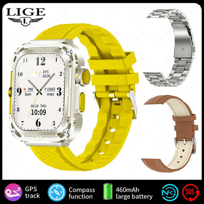 LIGE 2024 GPS Tracker Outdoor Smartwatch Men – 2.1" Ultra-HD AMOLED, 460 mAh, NFC &amp; Compass, Sport &amp; Fitness