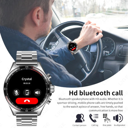 ساعة LIGE الذكية NFC مع نظام تحديد المواقع العالمي (GPS) ومكالمات بلوتوث وبوصلة - شاشة AMOLED مقاس 1.52 بوصة، مقاومة للماء IP68، أكثر من 50 وضعًا رياضيًا، ومساعد صوتي SOS