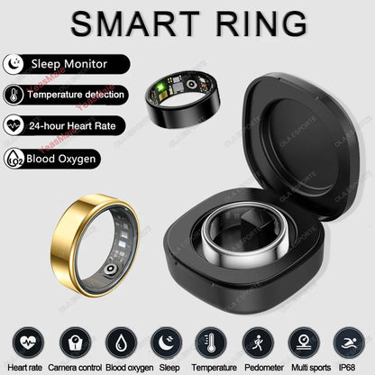 Smart Ring 2024 – Heart Rate &amp; Sleep Monitor, IP68 Waterproof, Stainless Steel