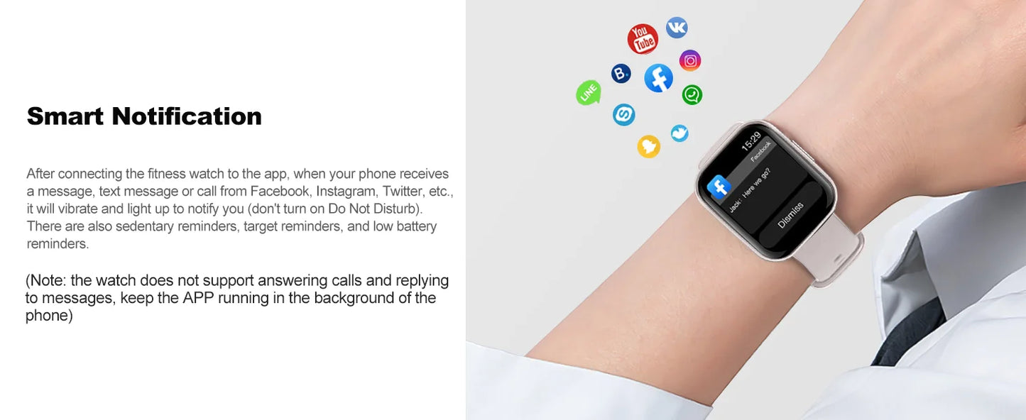 Nerunsa 1,69" Smartwatch – Fitness Tracker für Damen & Herren | Herzfrequenz, Schlafmonitor & Schrittzähler | Taggytech