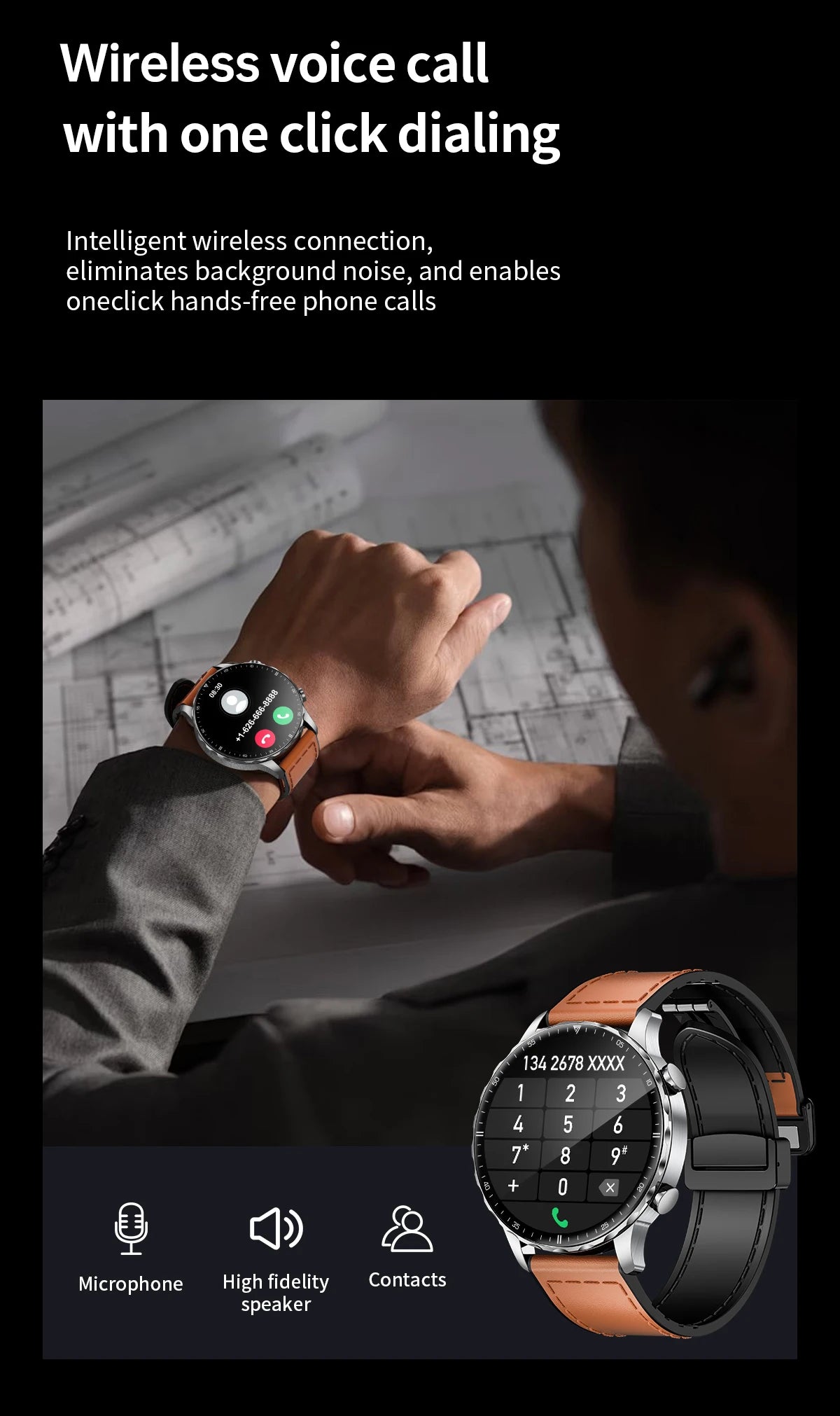 LIGE Smartwatch for Men – Bluetooth Call, Fitness &amp; Sports Tracker, IP68 Waterproof