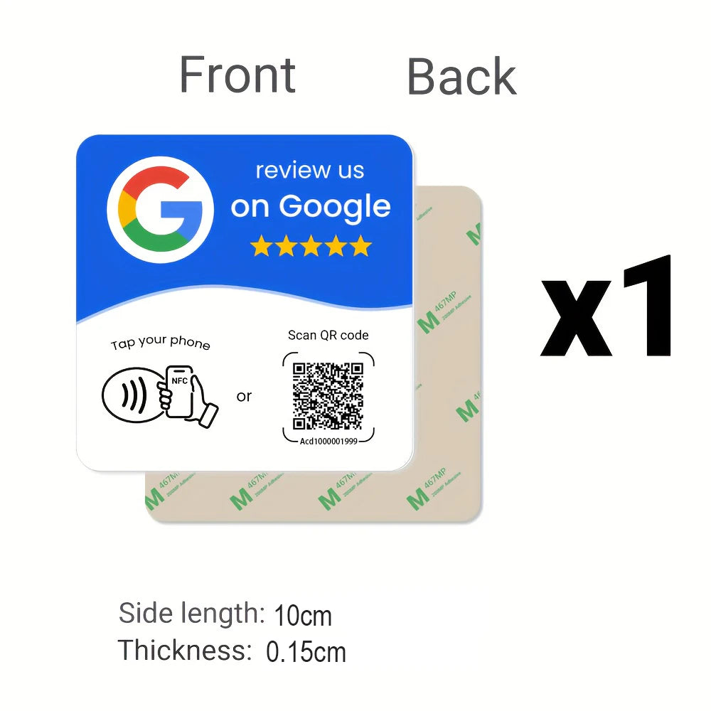 Google Review NFC Card – NTAG215 Chip, Programmable & QR Code | Taggytech