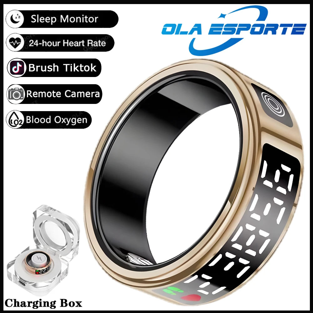 Smart Ring 2025 – LED display, heart rate &amp; fitness tracking, IP68 waterproof