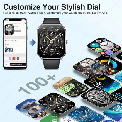 LIGE Smartwatch 2025 – 1,96" AMOLED HD, Bluetooth-Anruf, Fitness & Gesundheit für Herren & Damen | Taggytech