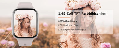 Nerunsa 1,69" Smartwatch – Fitness Tracker für Damen & Herren | Herzfrequenz, Schlafmonitor & Schrittzähler | Taggytech