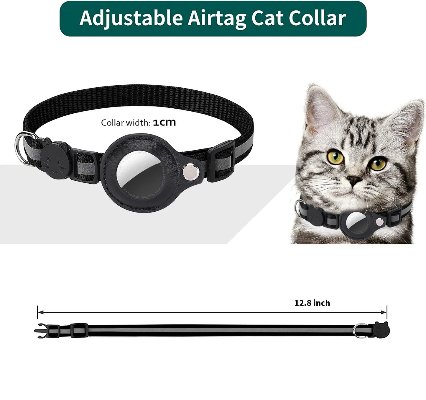 AirTag Cat Collar with Holder – Reflective & Safe | Taggytech
