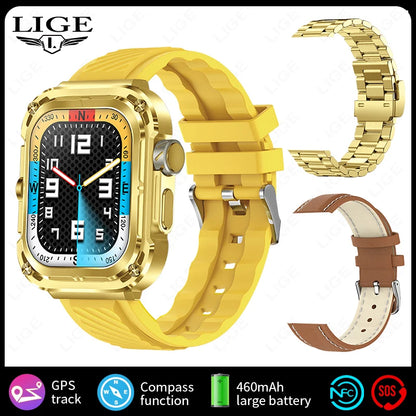 LIGE Outdoor Smartwatch for Men – GPS, Compass, NFC, 2.1" AMOLED, 460 mAh Battery