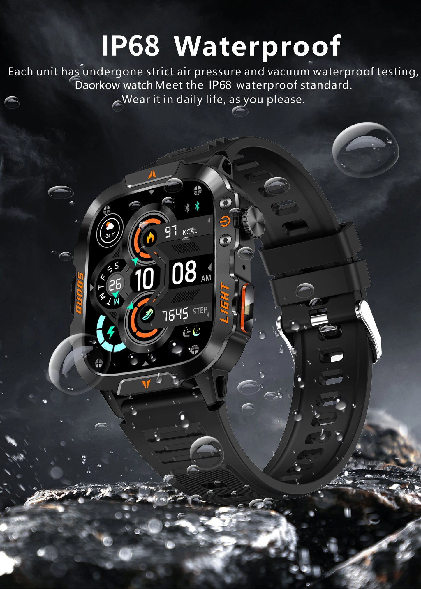 LIGE Militärische Smartwatch 2025 – Wasserdicht, Outdoor Sport Tracker, LED-Taschenlampe, Bluetooth-Anruf | Taggytech