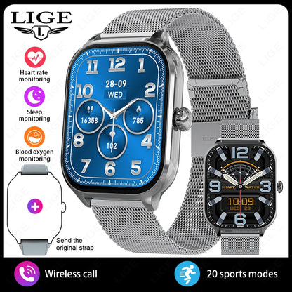 LIGE 2025 Luxus-Smartwatch für Damen – Bluetooth-Anruf, Fitness & Herzfrequenzmesser, 2,01" Ultra-HD Display, 20 Sportmodi | Taggytech