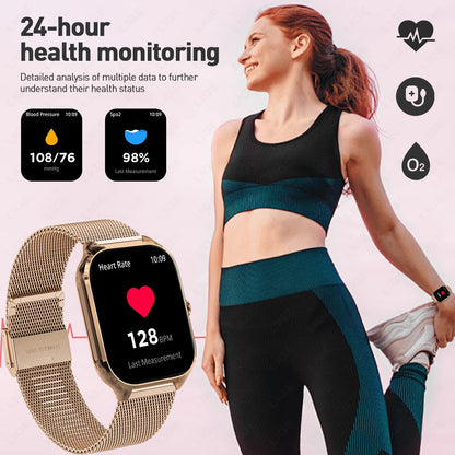 LIGE 2025 Luxus-Smartwatch für Damen – Bluetooth-Anruf, Fitness & Herzfrequenzmesser, 2,01" Ultra-HD Display, 20 Sportmodi | Taggytech