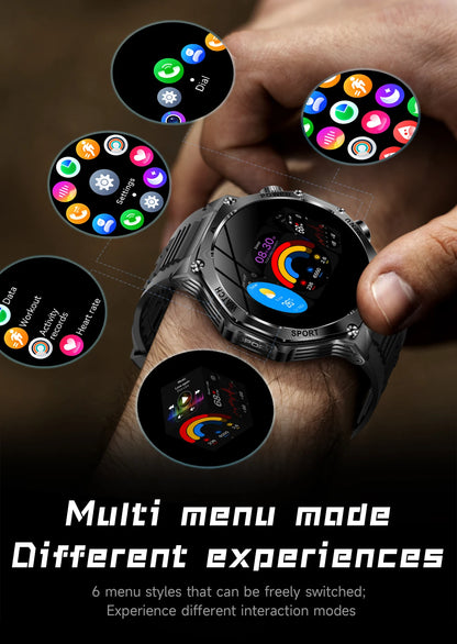 LIGE Smartwatch Herren 2025 – Militär Outdoor, 1,8" HD AMOLED, 800 mAh Batterie, Herzfrequenz & Bluetooth-Anruf, Sport-Smartwatch für Android & iOS