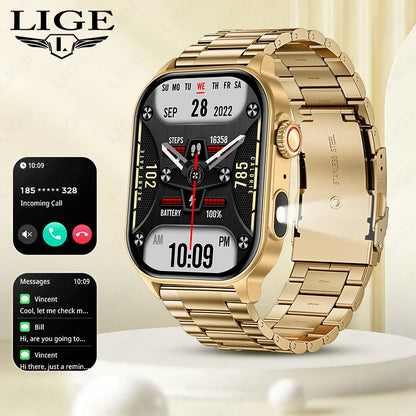 LIGE 2025 Smartwatch Men &amp; Women – 2.01" HD TFT, Fitness &amp; Health Monitor, LED Flashlight, Bluetooth Call, Sports Smartwatch