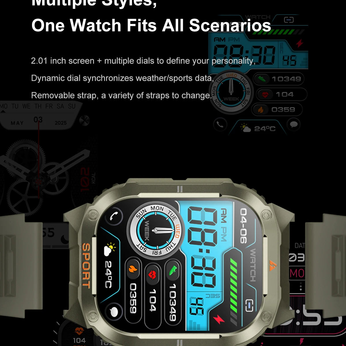 LIGE 2025 Professionelle Sport Smartwatch Herren – Outdoor Wasserdicht, LED-Taschenlampe, Bluetooth Anruf, 2,01" HD Display | Taggytech