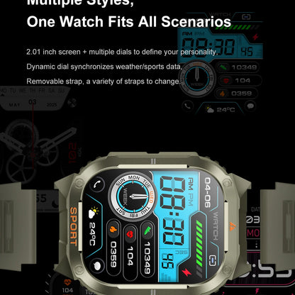 LIGE 2025 Professionelle Sport Smartwatch Herren – Outdoor Wasserdicht, LED-Taschenlampe, Bluetooth Anruf, 2,01" HD Display | Taggytech