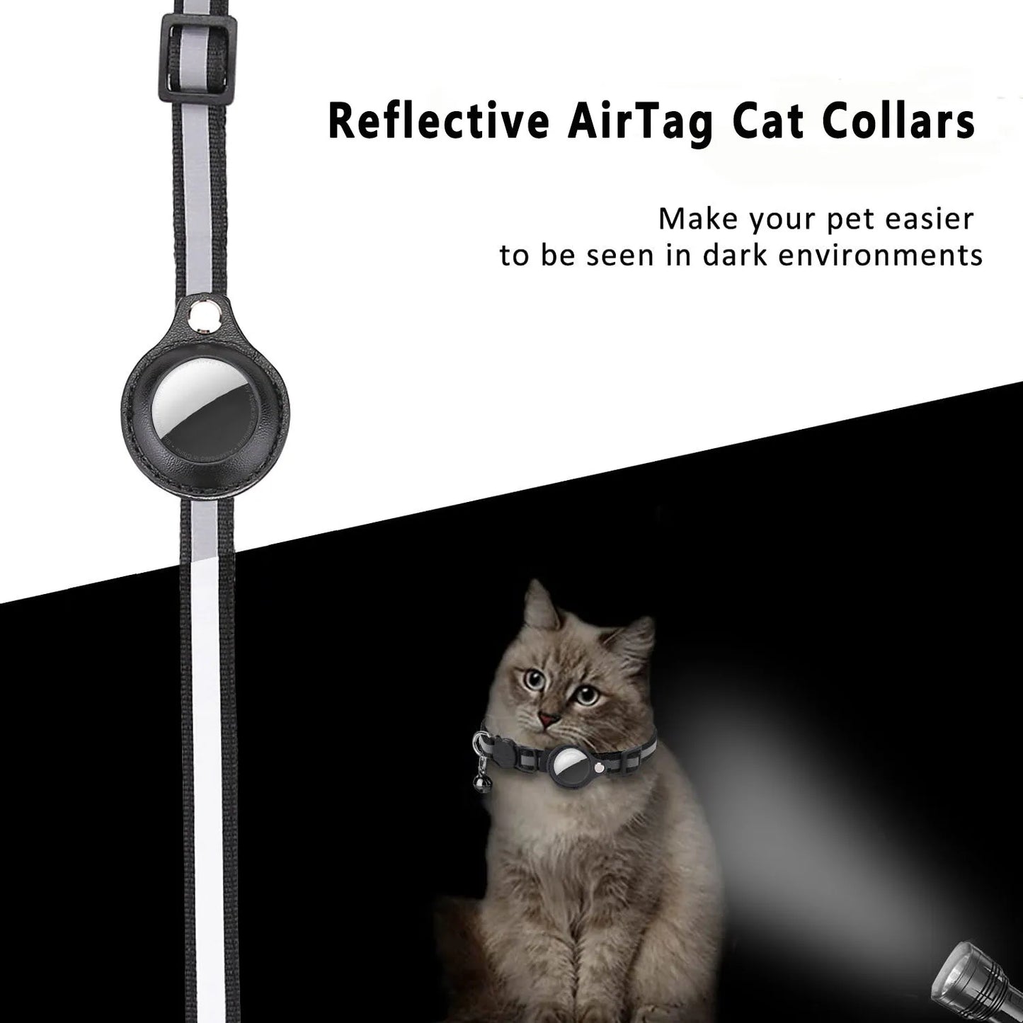 AirTag Cat Collar with Holder – Reflective & Safe | Taggytech